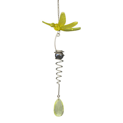 25491- Yellow Dragonfly Wind Chime 10 Inch Hand Painted Glass Bead Outdoor Garden Decor |G-7|
