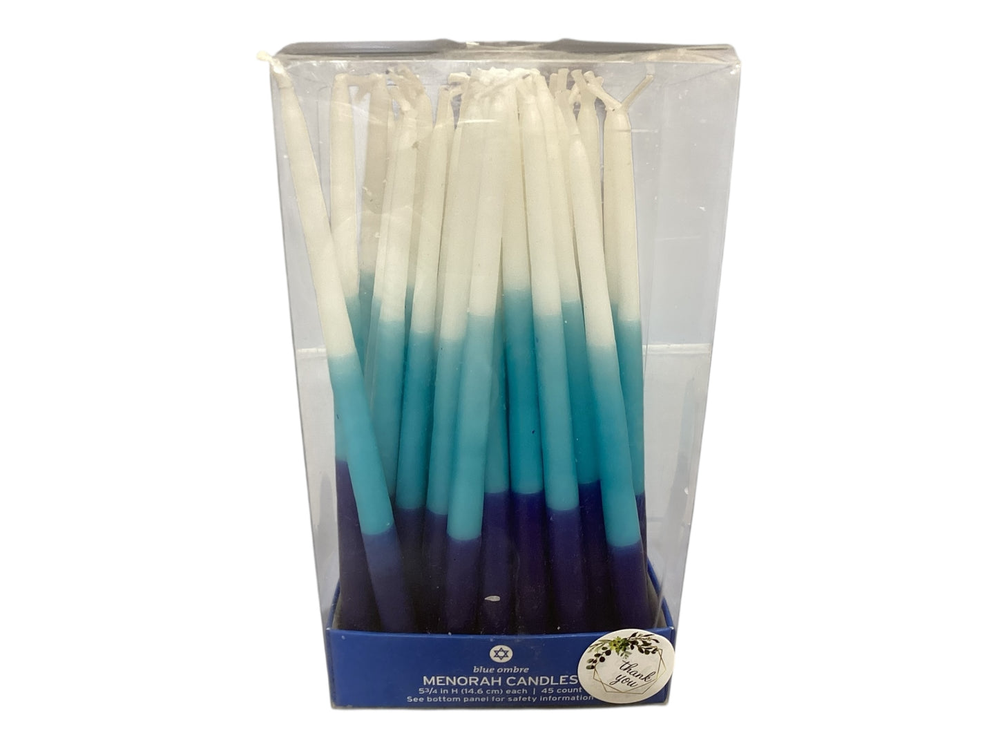 25843 - Blue Ombre Menorah Candles 45 Counts 5.75" |Scent-15|