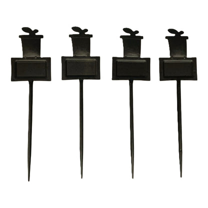 25940 - Set of Four Rustic Metal Plant Markers 10-Inch Flower Garden Stakes |19-27|