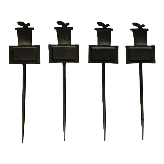 25940 - Set of Four Rustic Metal Plant Markers 10-Inch Flower Garden Stakes |19-27|