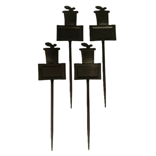 25940 - Set of Four Rustic Metal Plant Markers 10-Inch Flower Garden Stakes |19-27|