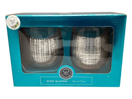 26236 - Modern Silver Set of 2 Wine Glasses |4-20|