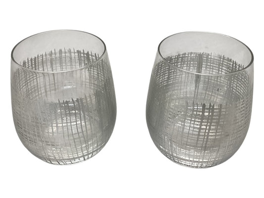 26236 - Modern Silver Set of 2 Wine Glasses |4-20|