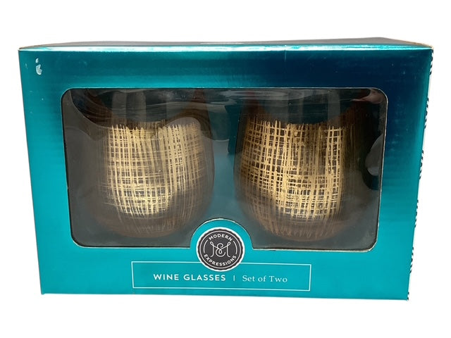 26237 - Set of 2 Gold Wine Glasses |4-20|