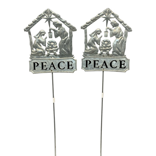 26561 - Set of Two Metal 14" Peace Nativity Garden Stake |TBD|
