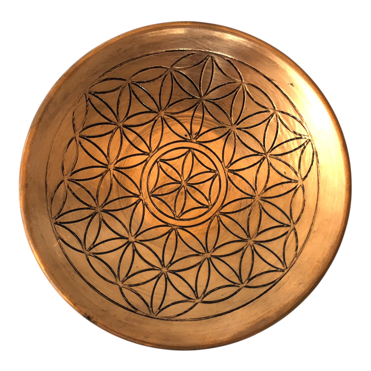 26880 - Copper Bowl With Flower Of Life Design Decorative Piece For Home Decor |4-15|