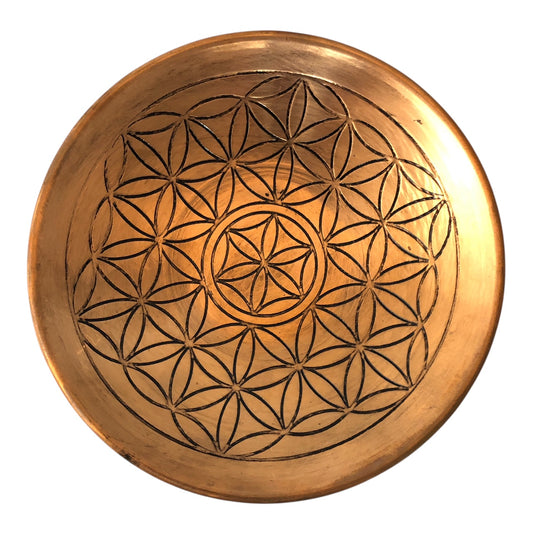 26880 - Copper Bowl With Flower Of Life Design Decorative Piece For Home Decor |4-15|