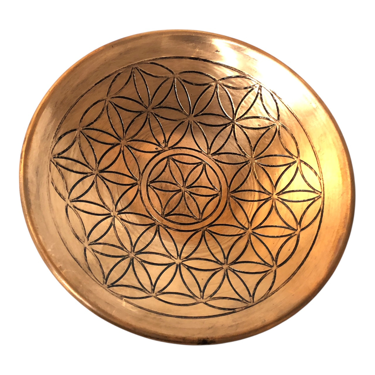 26880 - Copper Bowl With Flower Of Life Design Decorative Piece For Home Decor |4-15|