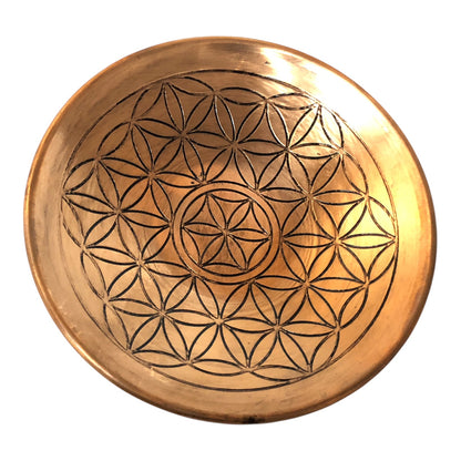 26880 - Copper Bowl With Flower Of Life Design Decorative Piece For Home Decor |4-15|