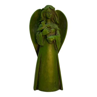 28040 - 5" Olive Angel Holding Cross Great in Fairy Gardens Decor Figurine |X-26|