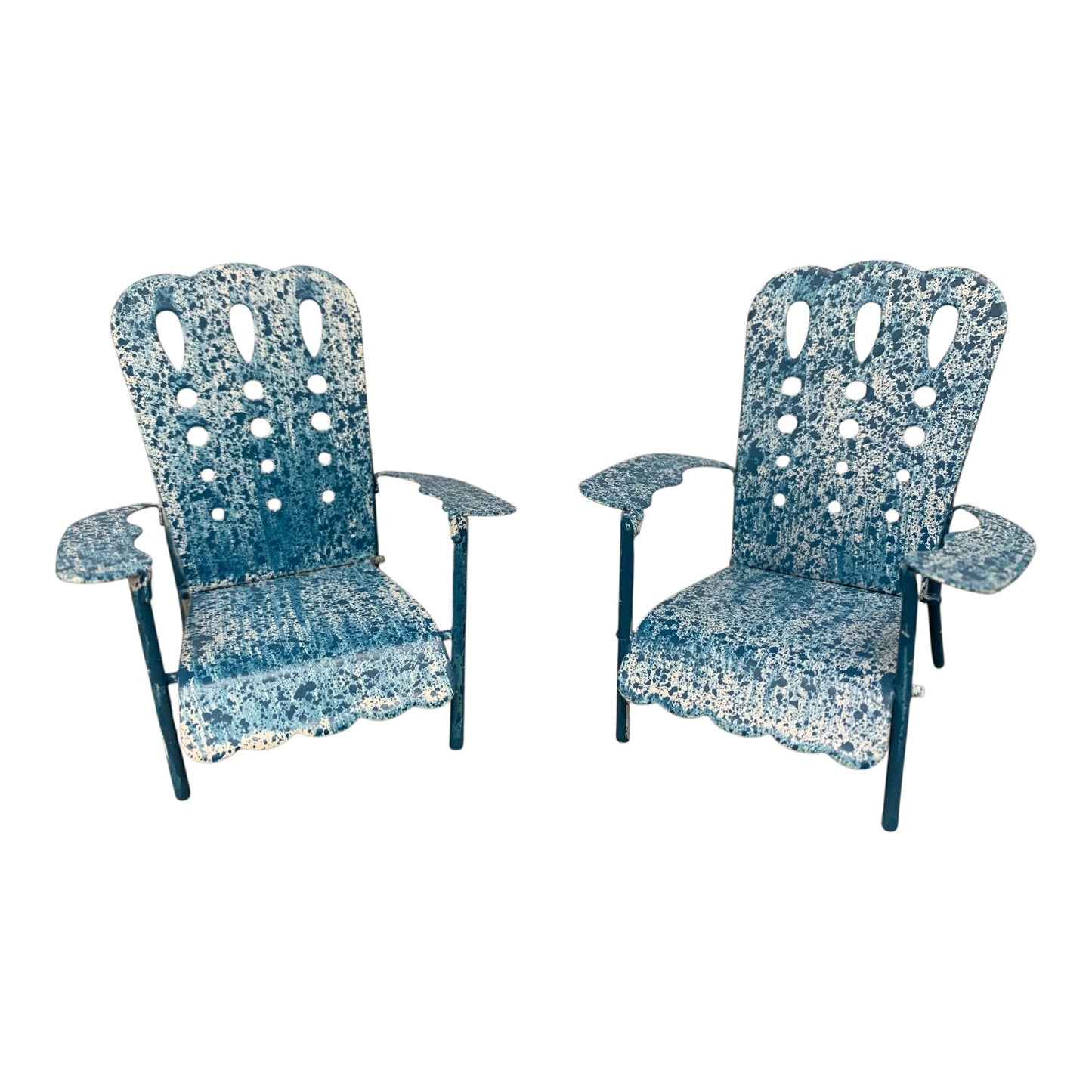 28130 - Set of Two 3" Blue Metal Lawn Chair Fairy Garden |12-25|