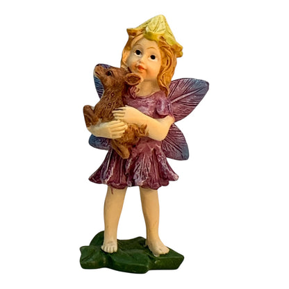 28390 - 3.5" Precious Fairy With Deer Fawn Perfect for Fairy Garden |X-26|