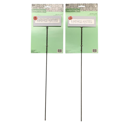28394 - Set of Two Kindness Matters 5" x 18" Metal Plant Stake Garden Decor |TBD|