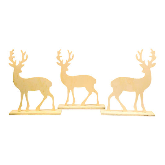 28568 - Set of 3 8" Standing Reindeer Wood Craft |Pod 2-59|