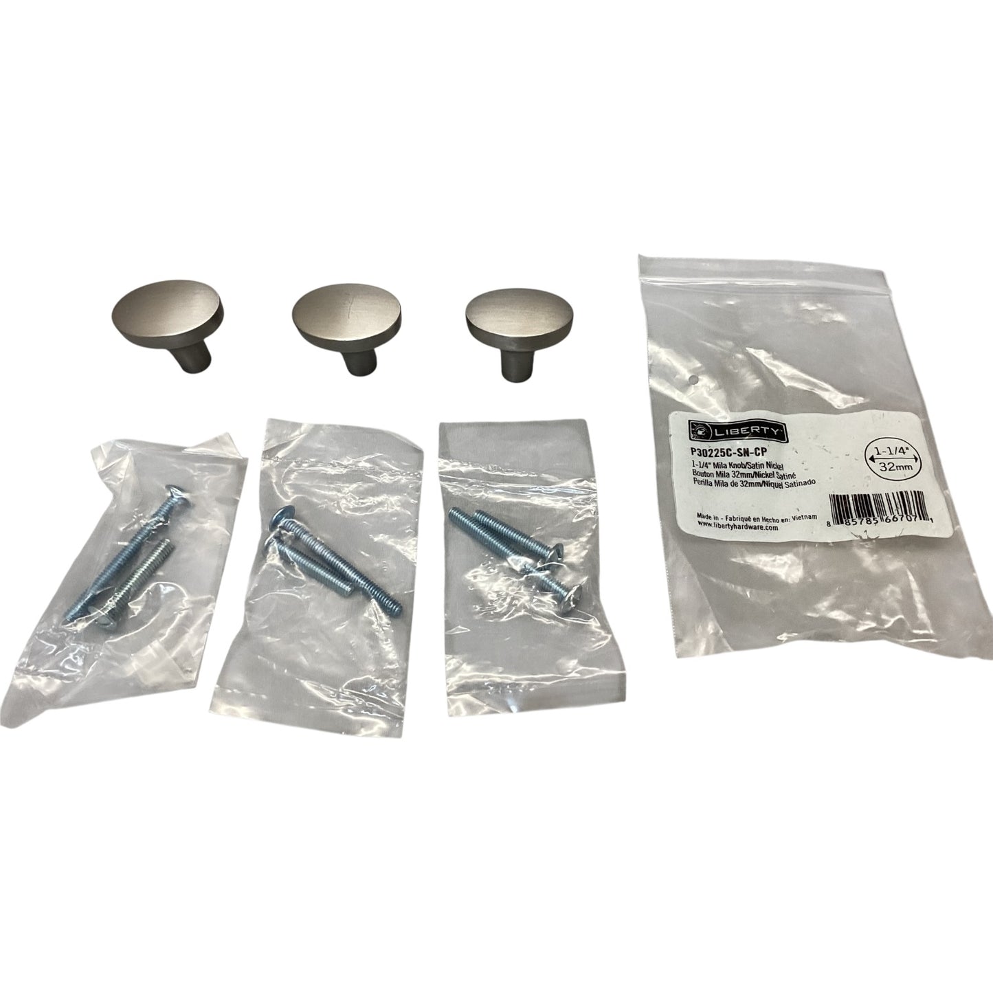 28754 - Satin Nickle Oval Knob Set of Three P30225C-SN-CP |11-12|