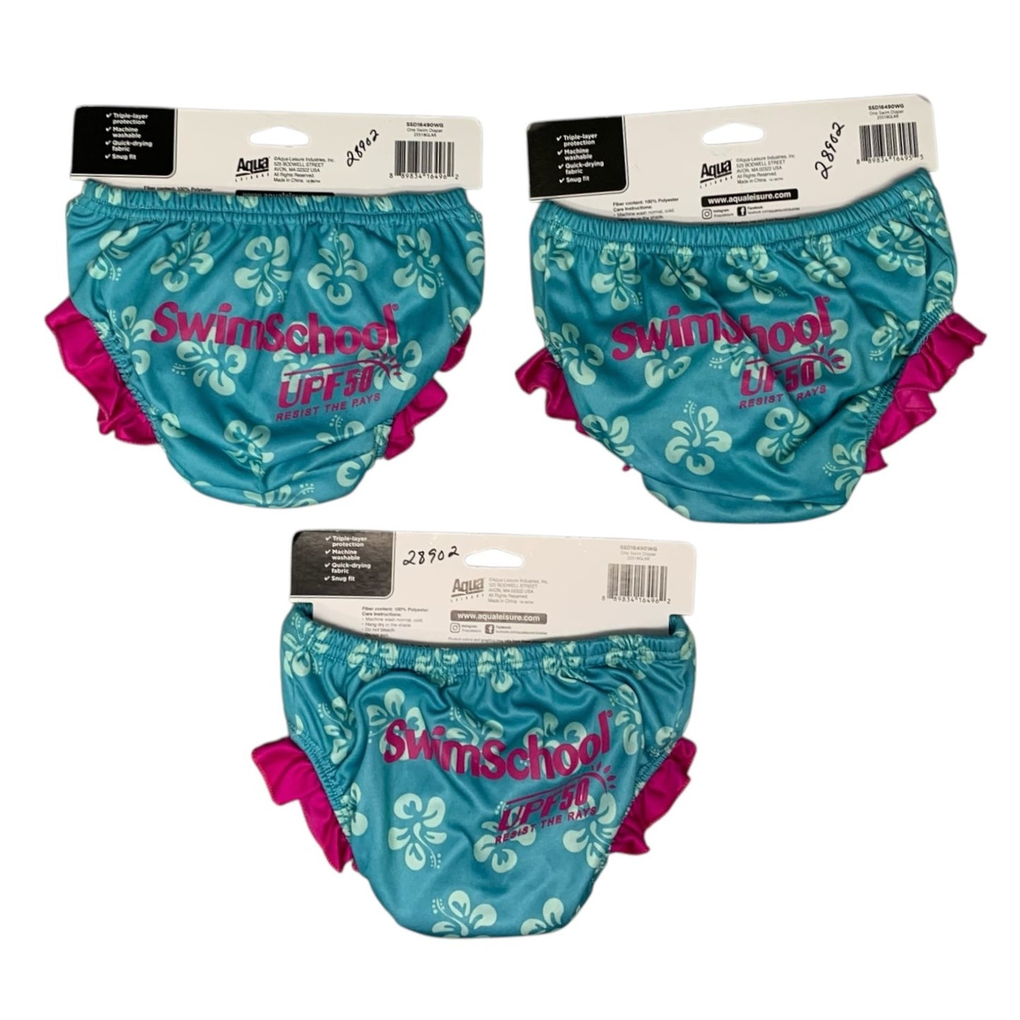 28902 - Set of Three Reusable Swim School Reusable Swim Diaper 6 Months 1.3-18 Lbs |TBD|