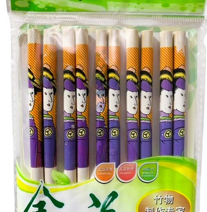 29289 - 10" Japanese Geisha White Bamboo Chopsticks - Five Pair Set |17-23|