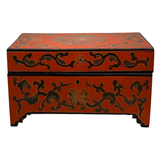 30357 - 8" Dowry Box Red/Orange with Flora |22-11|