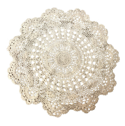 30391 - Ecru 11" Round hand crochet Doily |8-10|
