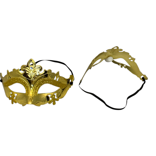 3081 -Set of Two Small 7" Gold Shimmering Eye Mask for Parties & Masquerade Balls |Pod 2-27|