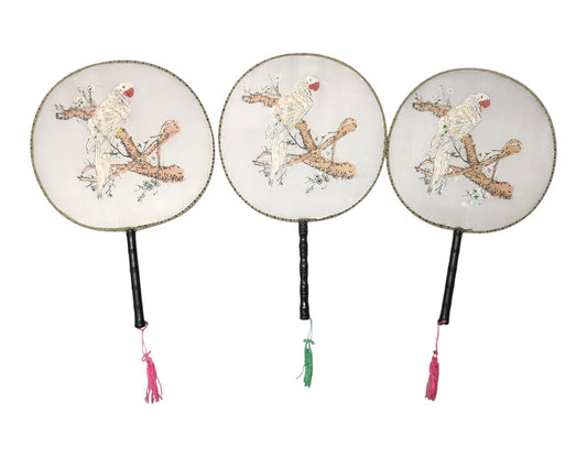 30896 - Set of Three 14-Inch Hand Fans With Cockatoos |21-27|