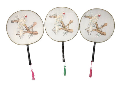 30896 - Set of Three 14-Inch Hand Fans With Cockatoos |21-27|