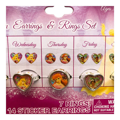 31120 - Disney Princess Earrings & Ring Weekly Pack |Clear-144|