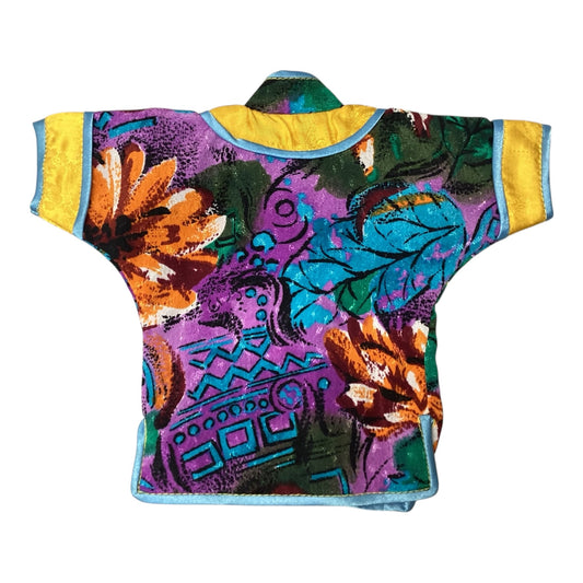 31411 - Blue Yellow Shirt Asian Wine Bottle Cover |19-27|