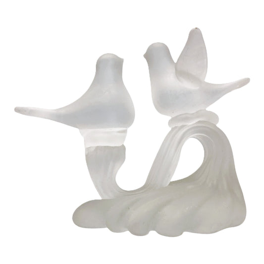 33667 - Vintage Le Smith Satin Frosted Glass Swallow Birds 4x6 |Z-70|