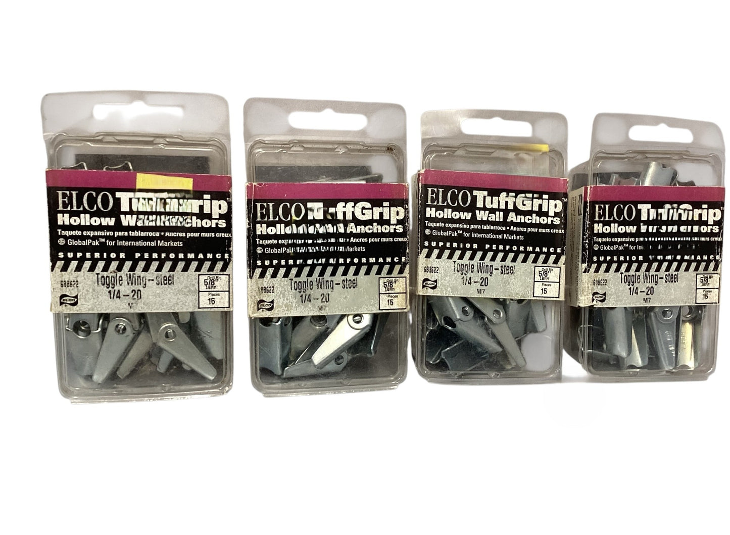 34814 - Set of Four Elco TuffGrip Hollow Wall Anchors 1/4-20 60 Pcs Total |11-12|