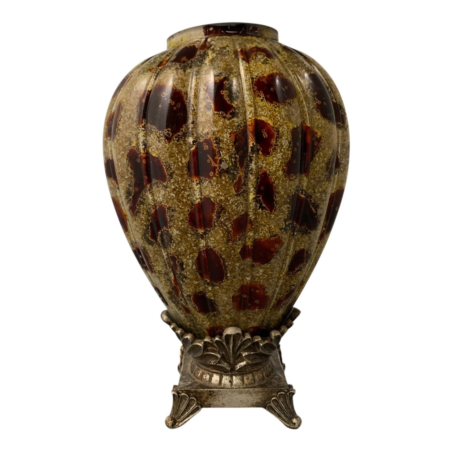 35933 - Large 13" Tartaruga Style Tortoise Pattern Glass Vase |11-20|