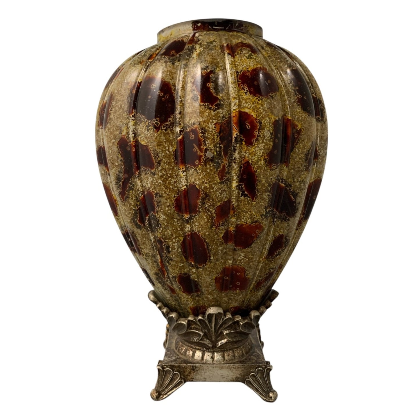 35933 - Large 13" Tartaruga Style Tortoise Pattern Glass Vase |11-20|