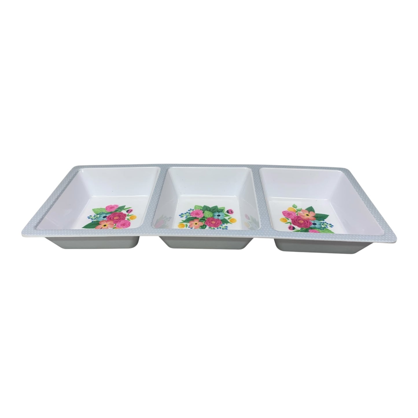 36156- Melmac Three Compartment Spring Party Tray 14.5-Inch Floral Pattern |11-20|