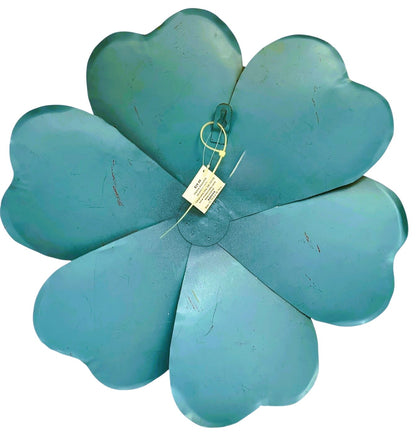 36870 - Rustic 16" 3D Aqua Blue Metal Flower Outside Garden Decor |Store|