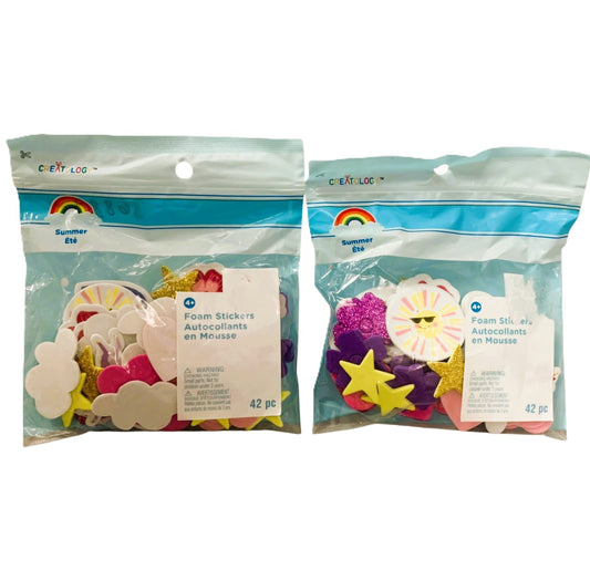 36889 - 2 Packs of 42 Piece - 84 Pieces Total Summer Sky Foam Stickers 5" |R-32|