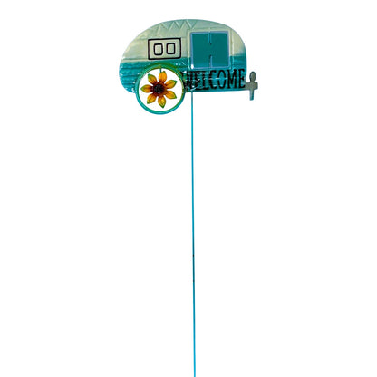 37062 - METAL 21" AQUA BLUE CAMPER WELCOME STAKE |TBD|