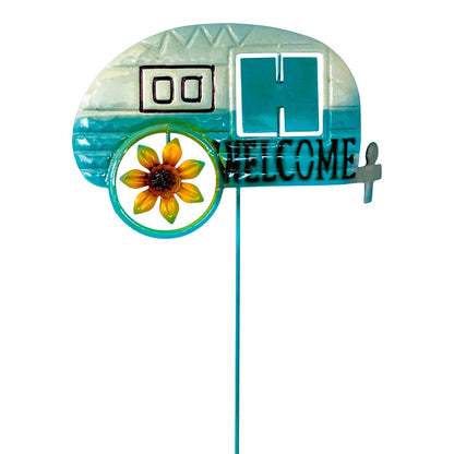 37062 - METAL 21" AQUA BLUE CAMPER WELCOME STAKE |TBD|