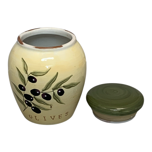 37127 - 7" Cream Ceramic Olive Jar with Provencal Motif |12-25|