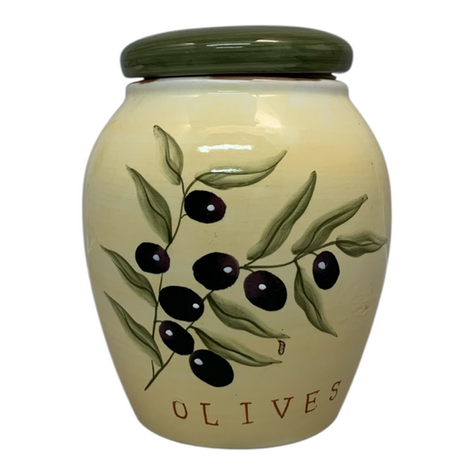 37127 - 7" Cream Ceramic Olive Jar with Provencal Motif |12-25|