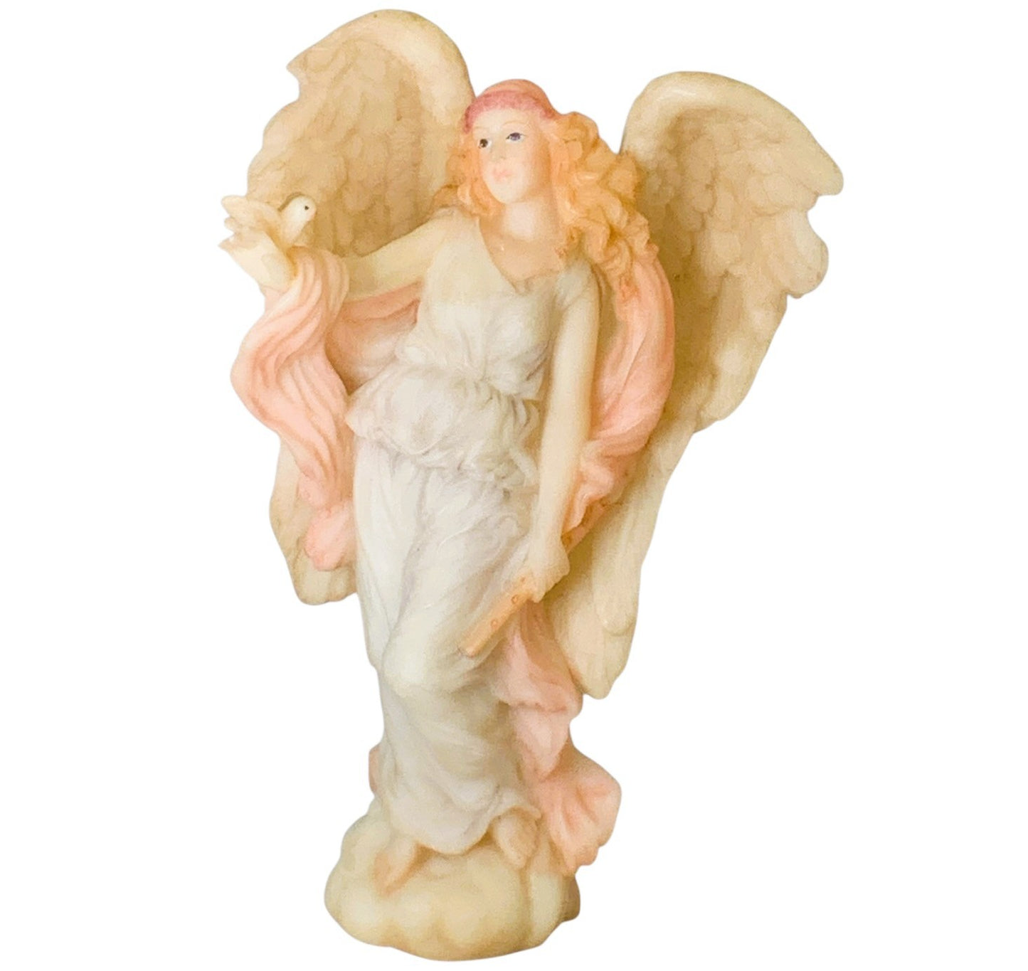 37487- Seraphim Classics Isabel Angel Resin Ornament 4.5 Inch White Pink Finish Holiday Figurine |11-3|