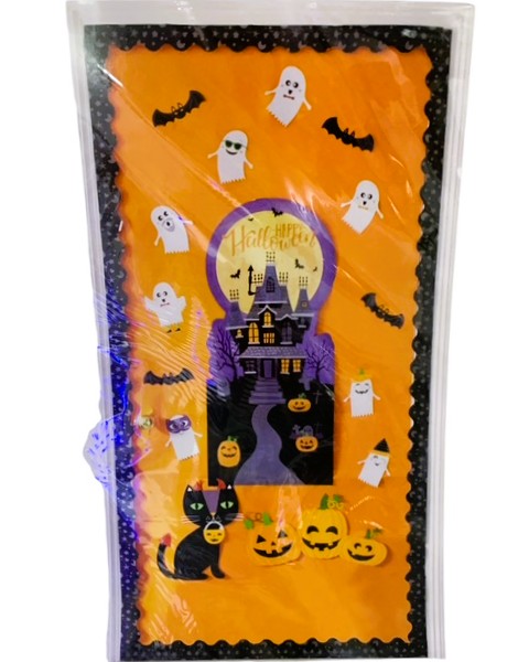 37619 - Haunted Door Decor 36 x 72 inch Haunted House, Ghosts, Bats, Pumpkins |TBD|