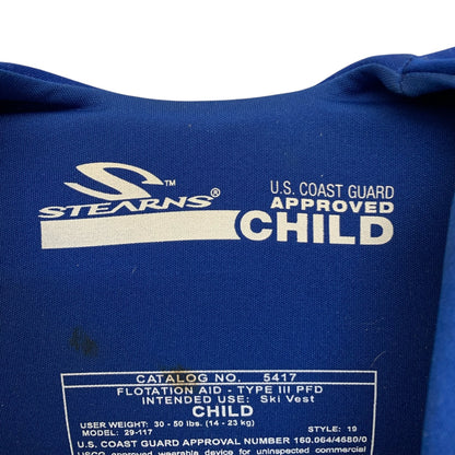 38085 - Stearns Child Life Jacket 30-50 Lbs, Blue, Durable Nylon |TBD|