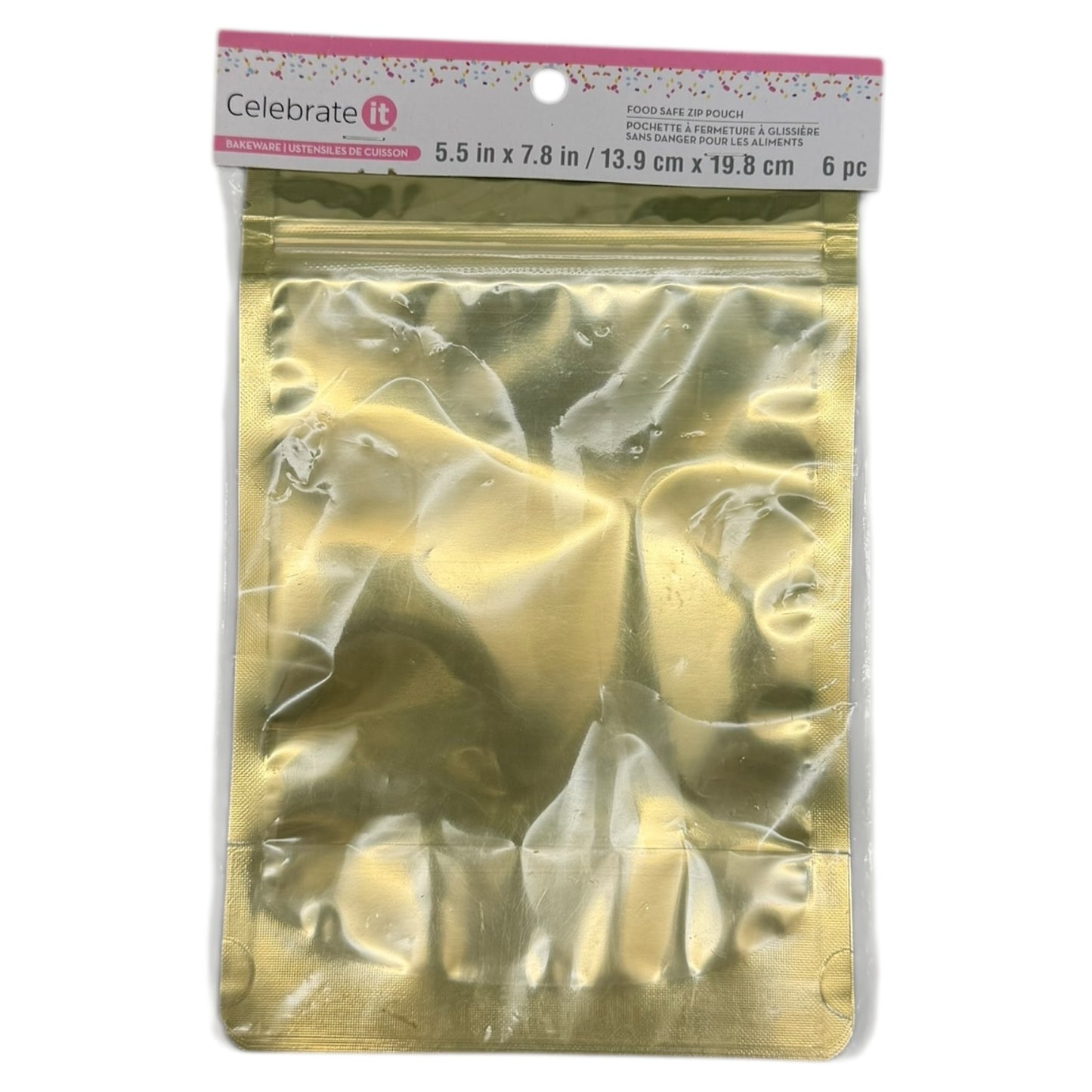 38588 - Food Safe Zip Pouch Gold 6 PIECES  |1-32|