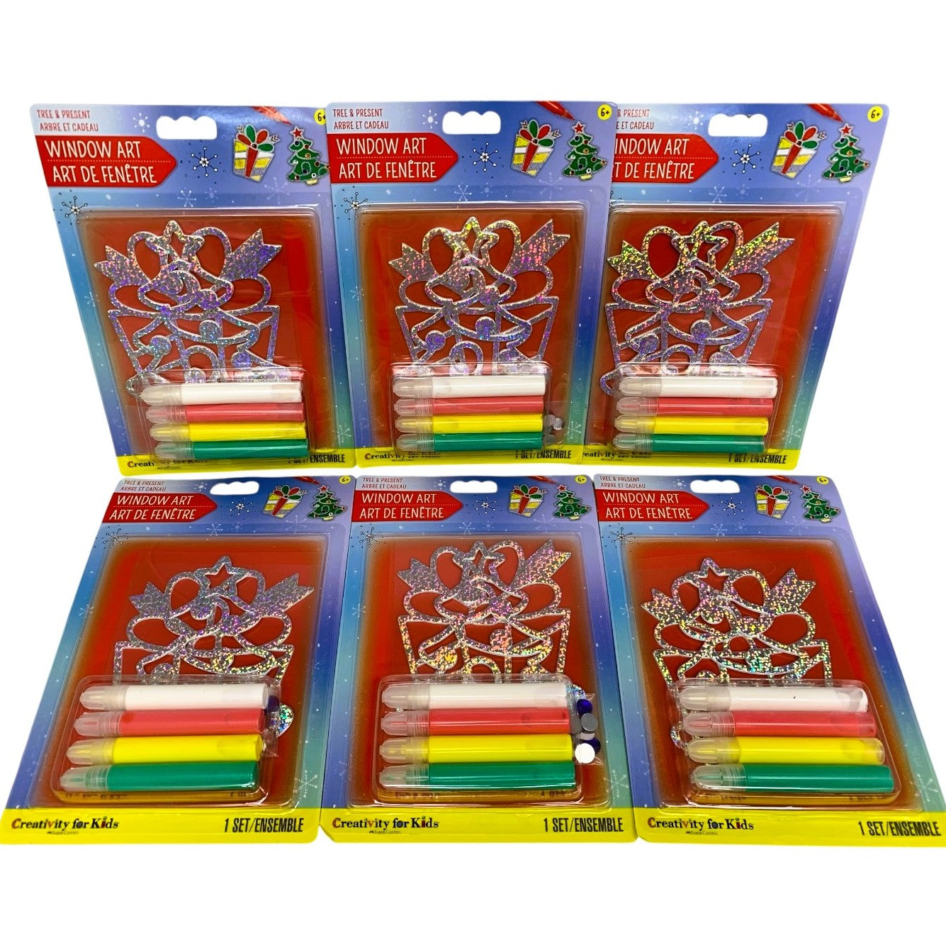 38654 - 6 Kits Tree And Present Window Art Creativity For Kids Teachers Pack 6" |R-32|