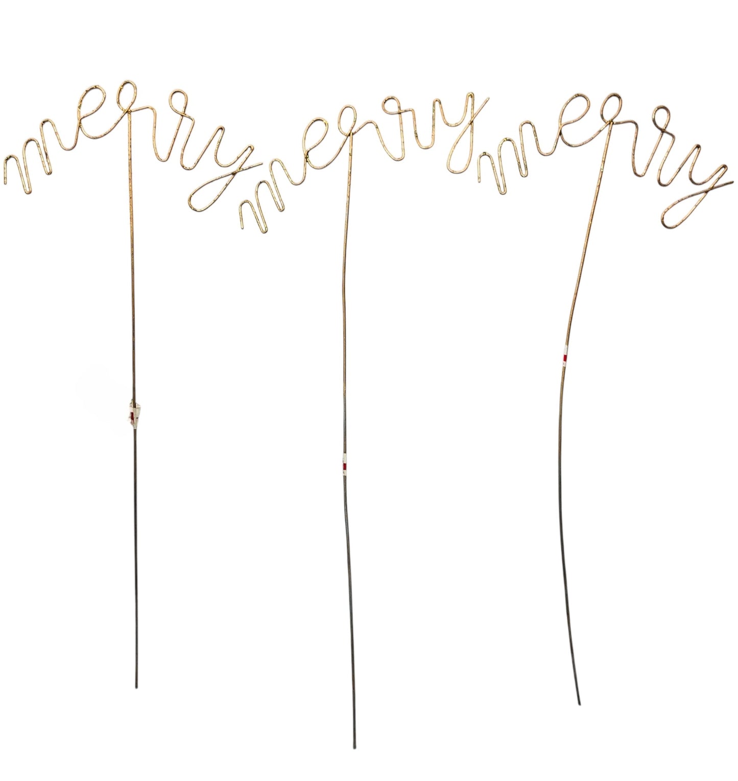38936 - 23" Glitter Brass Merry Garden Stake Set of 3 |G-4|
