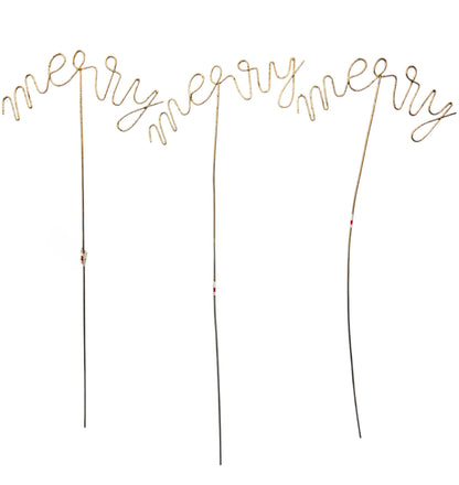 38936 - 23" Glitter Brass Merry Garden Stake Set of 3 |G-4|