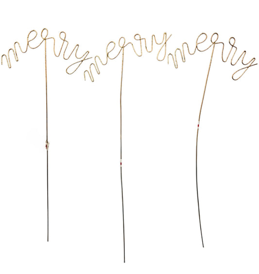 38936 - 23" Glitter Brass Merry Garden Stake Set of 3 |G-4|