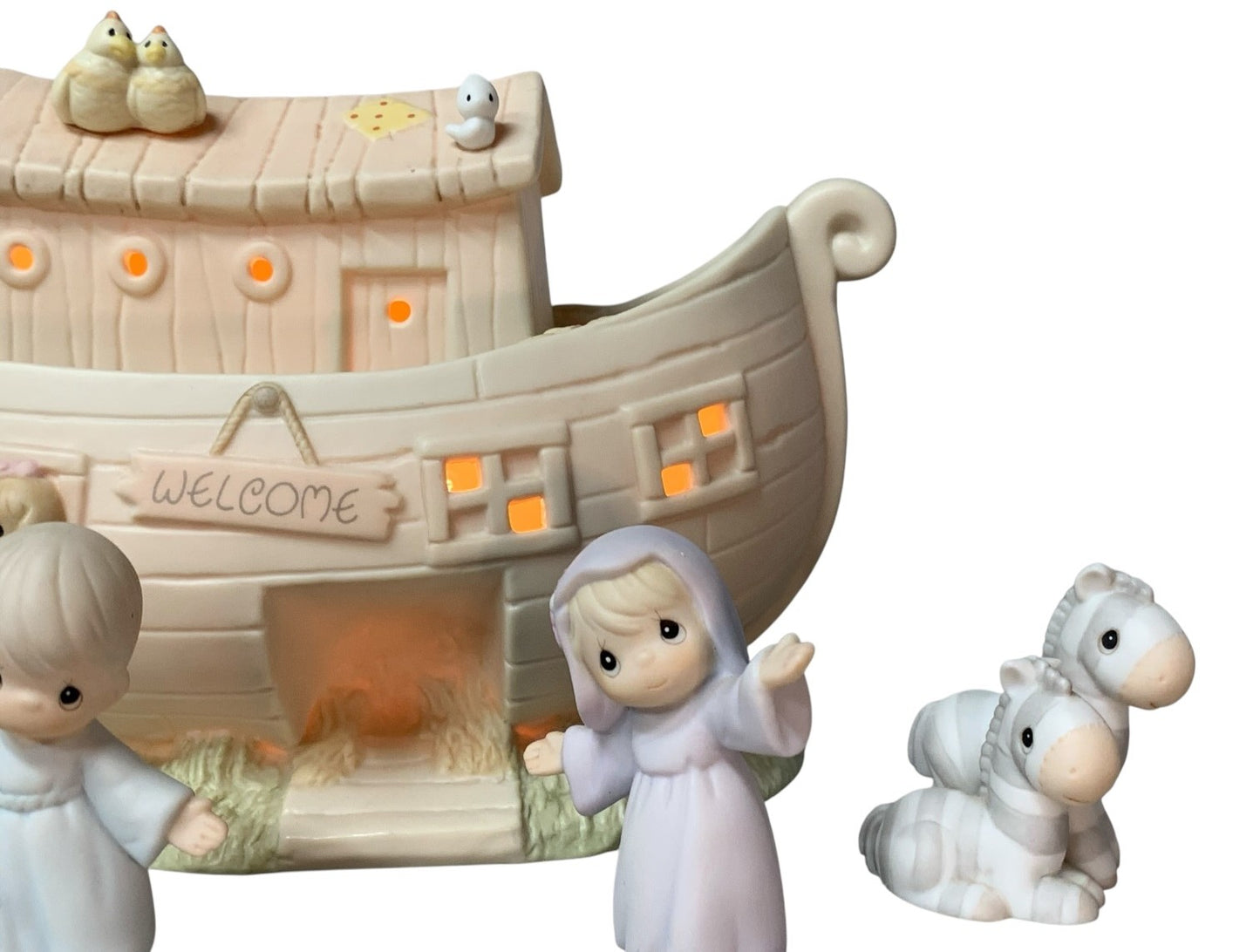 39482 - Vintage Precious Moments Noah's Ark Porcelain Nightlight & 5-Piece Figurine Set |1-6|