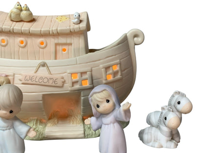 39482 - Vintage Precious Moments Noah's Ark Porcelain Nightlight & 5-Piece Figurine Set |1-6|