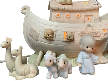 39482 - Vintage Precious Moments Noah's Ark Porcelain Nightlight & 5-Piece Figurine Set |1-6|